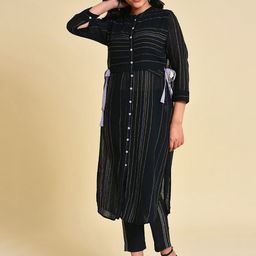W Mandarin Collar Semi Sheer Thread Work Straight Cotton Kurta-picture-29