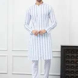 See Designs Floral Embroidered Chikankari Pure Cotton Straight Kurta-image-16
