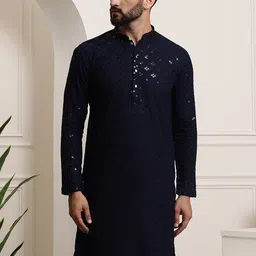 SOJANYA Ethnic Embroidered Sequined Pure Cotton Straight Kurta-image-43
