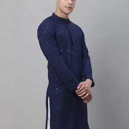SOJANYA Mandarin Collar Sequined Pure Cotton Kurta-image-59