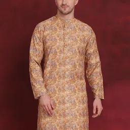 Anouk Mustard Yellow Floral Printed Cotton Mirror Work Floral Straight Kurta-image-35