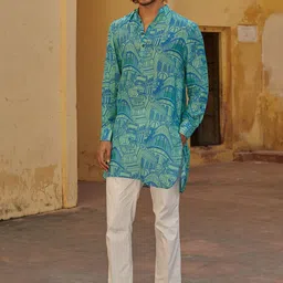 QB MEN Ethnic Motifs Printed Straight Kurta-image-15