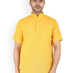Latest Chikan Garments Men Yellow Solid Short Kurta-picture-21