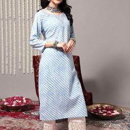 Varanga Striped Mirror Work Cotton Kurta-image-95