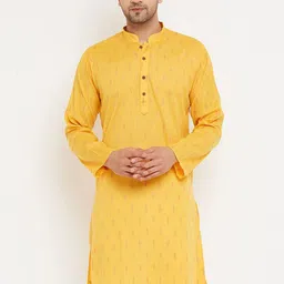 Armaan Ethnic Men Yellow Ethnic Motifs Kurta-image-93