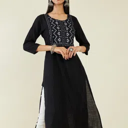 Soch Women Geometric Yoke Design Viscose Rayon Kurta-picture-37