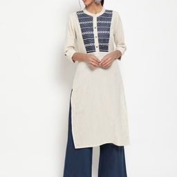 antaran Ethnic Motifs Cotton Yoke Design Thread Work Cotton Kurta-image-53