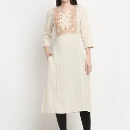 KALINI Yoke Design Thread Work Cotton Straight Kurta-picture-14