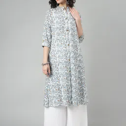 KALINI Floral Printed Mandarin Collar Kurta-54