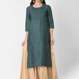 Span Sequins Yoke Design Silk Straight Kurta-picture-58