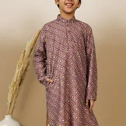 Sanwara Boys Geometric Printed Mandarin Collar Long Sleeves Straight Kurta-picture-11