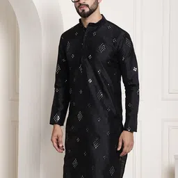 SOJANYA Men Black Embellished Mirror Work Kurta-picture-46