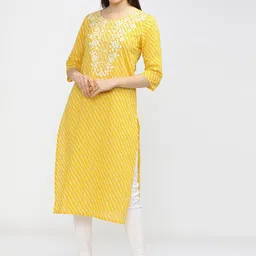 Vishudh Women Yellow Printed Kurta-image-28