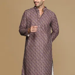 Sanwara Bandhani Printed Mandarin Collar Sequined Kurta-picture-3
