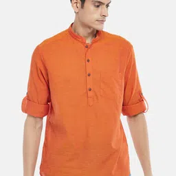 indus route by Pantaloons Men Rust Solid Kurta-picture-20