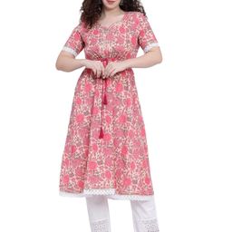 NKSA FASHION Floral Printed Pure Cotton A-Line Kurta-image-65