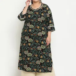 Sringam Plus Size Ethnic Motifs Printed Pure cotton Kurta-image-6