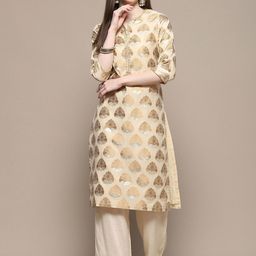 Biba Ethnic Motifs Woven Design Beaded Straight Kurta-image-69
