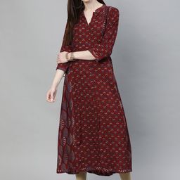 Divena Women Maroon Ethnic Motifs Printed Kurta-image-33