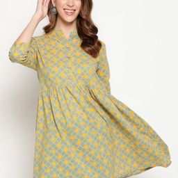 antaran Women Grey Ethnic Motifs Printed Kurti-image-0