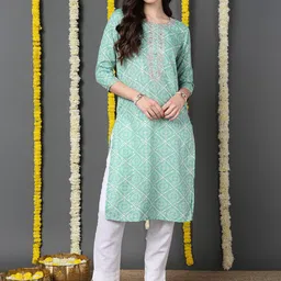 KALINI Bandhani Printed Gotta Patti Cotton Kurta-3