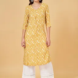 RANGMANCH BY PANTALOONS Geometric Printed A-Line Kurta-picture-22