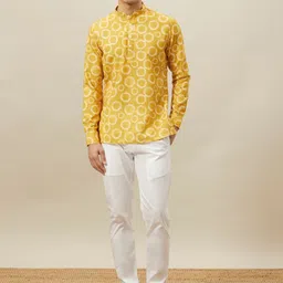 Manyavar Mandarin Collar Geometric Printed Kurta-picture-9