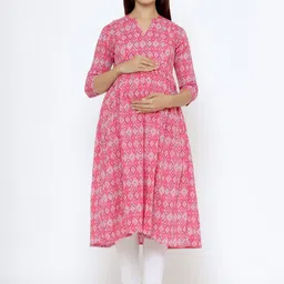 CRAFIQA Floral Printed Maternity & Nursing Kurta-image-73