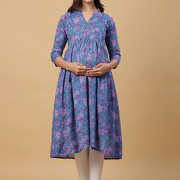 CRAFIQA Floral Printed Maternity & Nursing Kurta-image-80