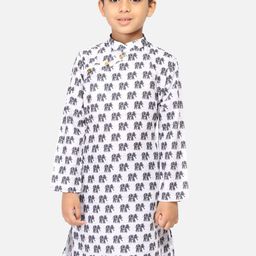 TABARD Boys Black & White Ethnic Motifs Printed Kurta-picture-34