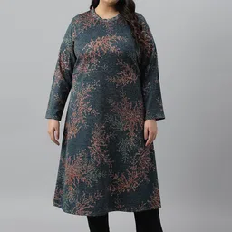 W Plus Size Floral Printed Flared Sleeves Kurta-13