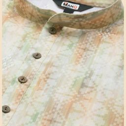 MANQ Geometric Woven Design Mandarin Collar Regular Kurta image 3
