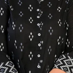 KALINI Plus Size Geometric Printed Mandarin Collar Cotton A-line Kurta image 3