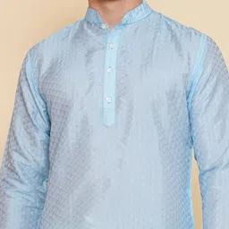 Sethukrishna Self Design Mandarin Collar Thread Work Kurta image 2