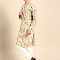 MANQ Geometric Woven Design Mandarin Collar Regular Kurta image 5