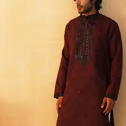 Jompers Men Geometric Embroidered Flared Sleeves Thread Work Kurta image 5