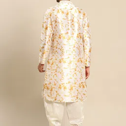 KISAH Abstract Printed Mandarin Collar Mirror Work Kurta image 3