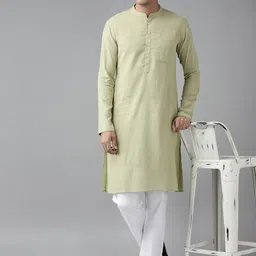 See Designs Men Green Thread Work Kurta image 2