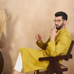 HERE&NOW Men Thread Work Jacquard Kurta-picture-39