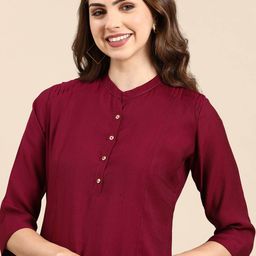 SHOWOFF Mandarin Collar Chanderi Silk Kurta-image-45