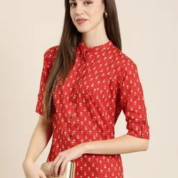 SHOWOFF Ethnic Motifs Printed Mandarin Collar Kurta-image-18