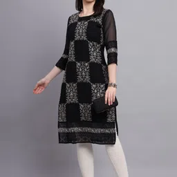VAIRAGEE Geometric Printed Sequinned Georgette Kurta image 2