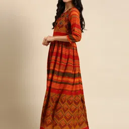 SHOWOFF Geometric Yoke Design Mirror Work Kurta image 4
