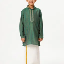 Ramraj Boys Green Regular Kurta With Veshti-24