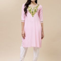 QAZMI Aari Embroidered Straight Kurta-picture-50