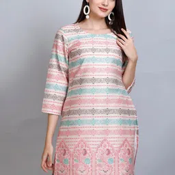 KIDAR Ethnic Motifs Woven Design Jacquard Cotton Silk Straight Kurti-7