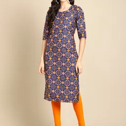 KALINI Women Multicoloured Geometric Printed Summer Sheers Crepe Kurta-image-3
