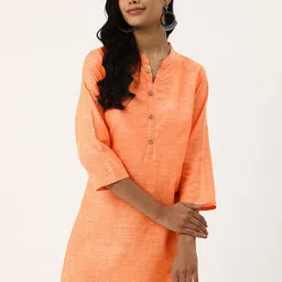 Anouk Striped Printed Mandarin Collar Three-Quarter Sleeves Kurti-picture-8