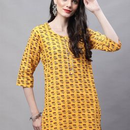 SOUNDARYA Ethnic Motif Printed Gotta Patti Pure Cotton Kurti-picture-38