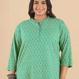 Big Hello - The Plus Life Printed V-Neck Pure Cotton Kurti-picture-12
